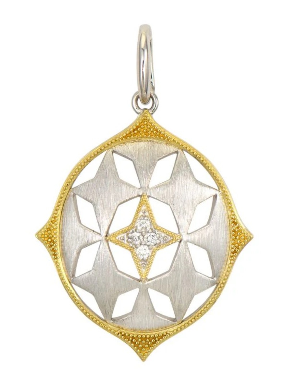 Jude Frances 18kt Yellow Gold & Silver Starburst Pendant with Diamond Accents
